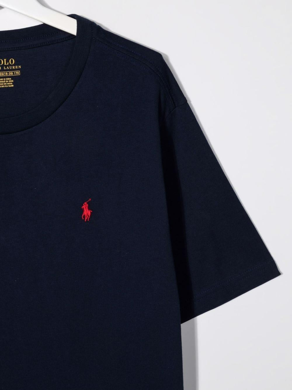 T-shirt per bambino in cotone blu 323832904 037 Ralph Lauren Kids 