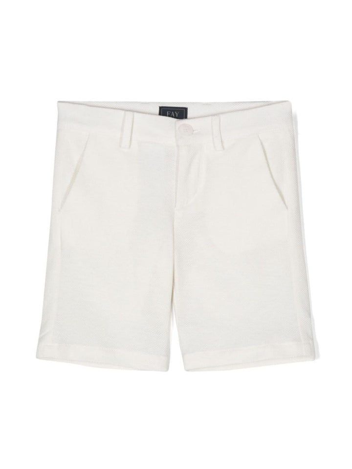 White Bermuda shorts for boys with logo
