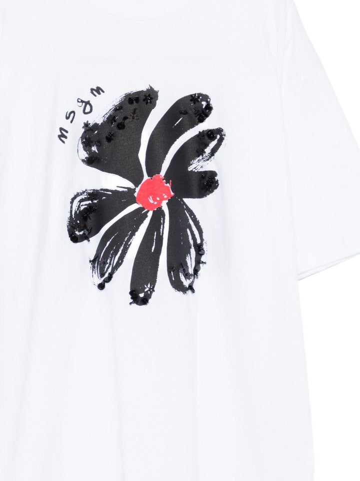 T-shirt bianca per bambina S6MSJGTH080 001 Msgm Kids 