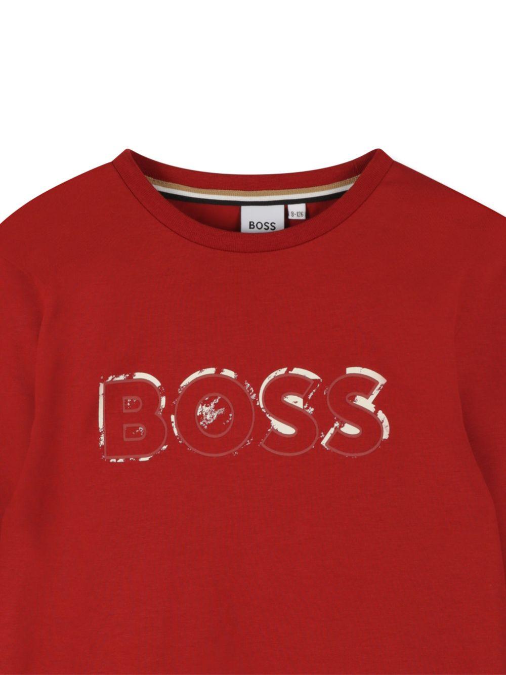 T-shirt rosso per bambino J52380 96D Boss Kids 