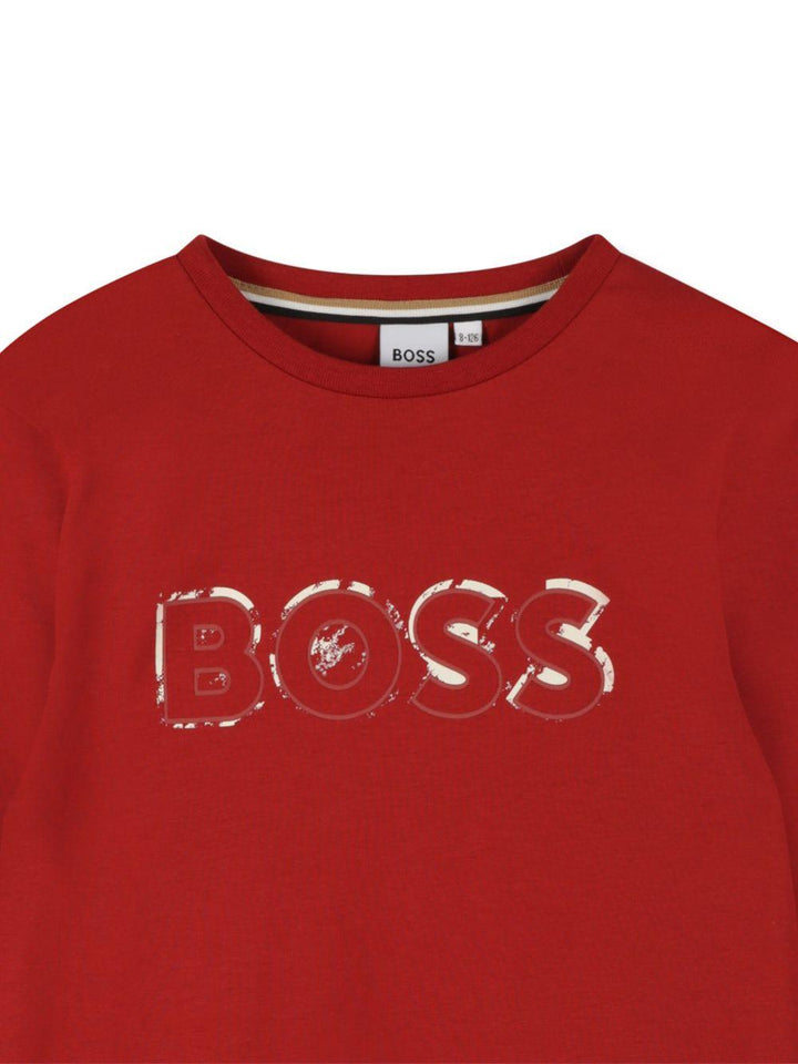 T-shirt rosso per bambino J52380 96D Boss Kids 