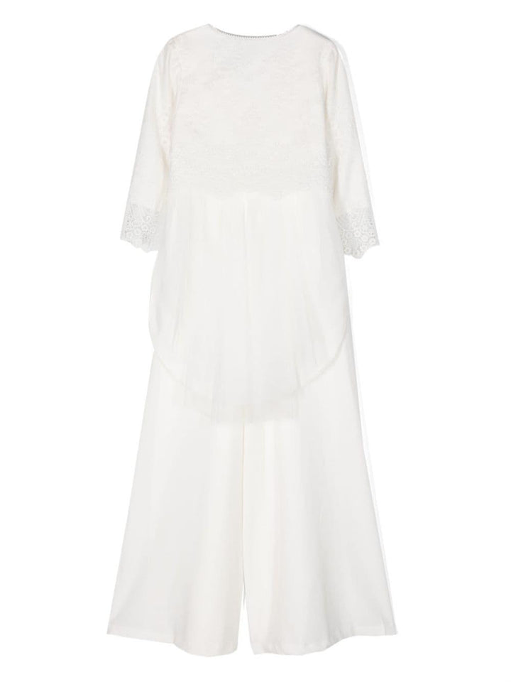 White jumpsuit for girls with cardigan