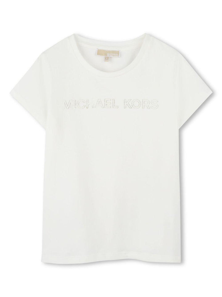 T-shirt bianco per bambina R30314 117 Michael Kors Kids 