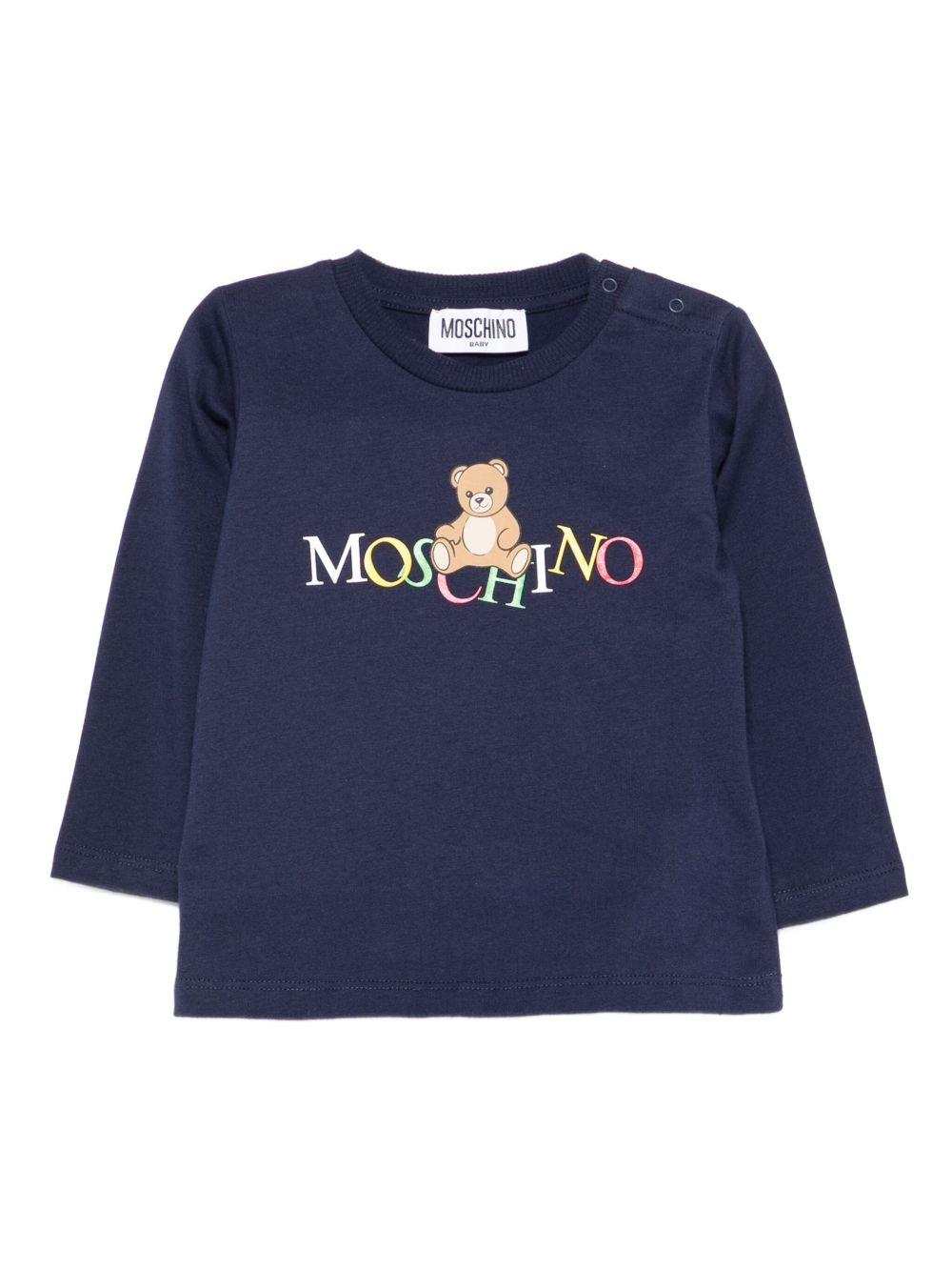 T-shirt blu navy per neonato MWO00RLAA10 40016 Moschino Kids 