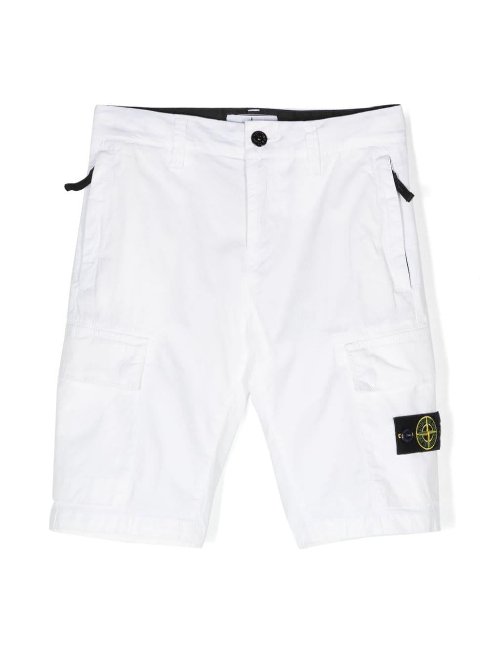 White Bermuda shorts for boys with logo