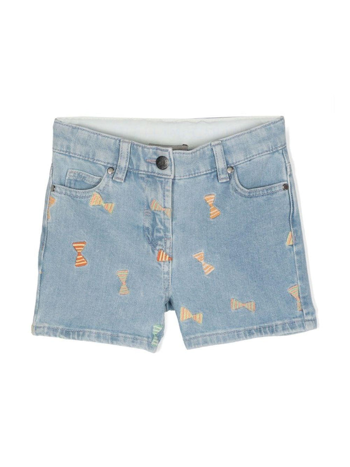 Light blue denim Bermuda shorts for girls
