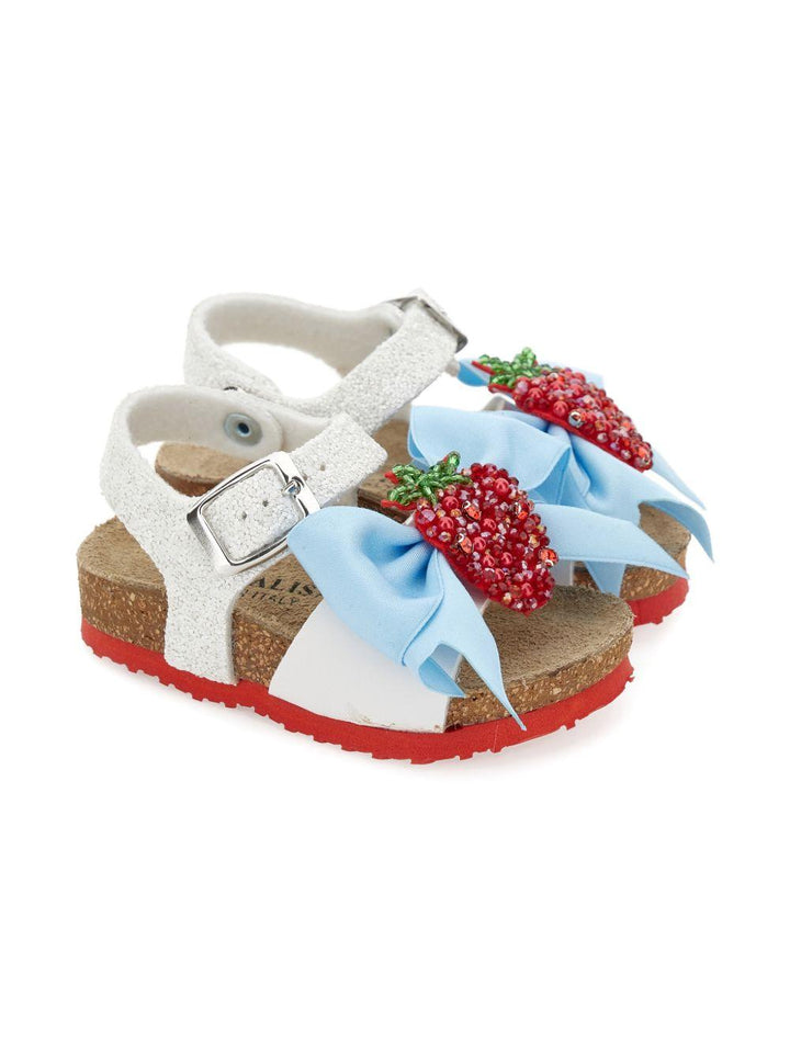Sandali bianche/rosse per bambina 83G0077708 9944 Monnalisa Kids 