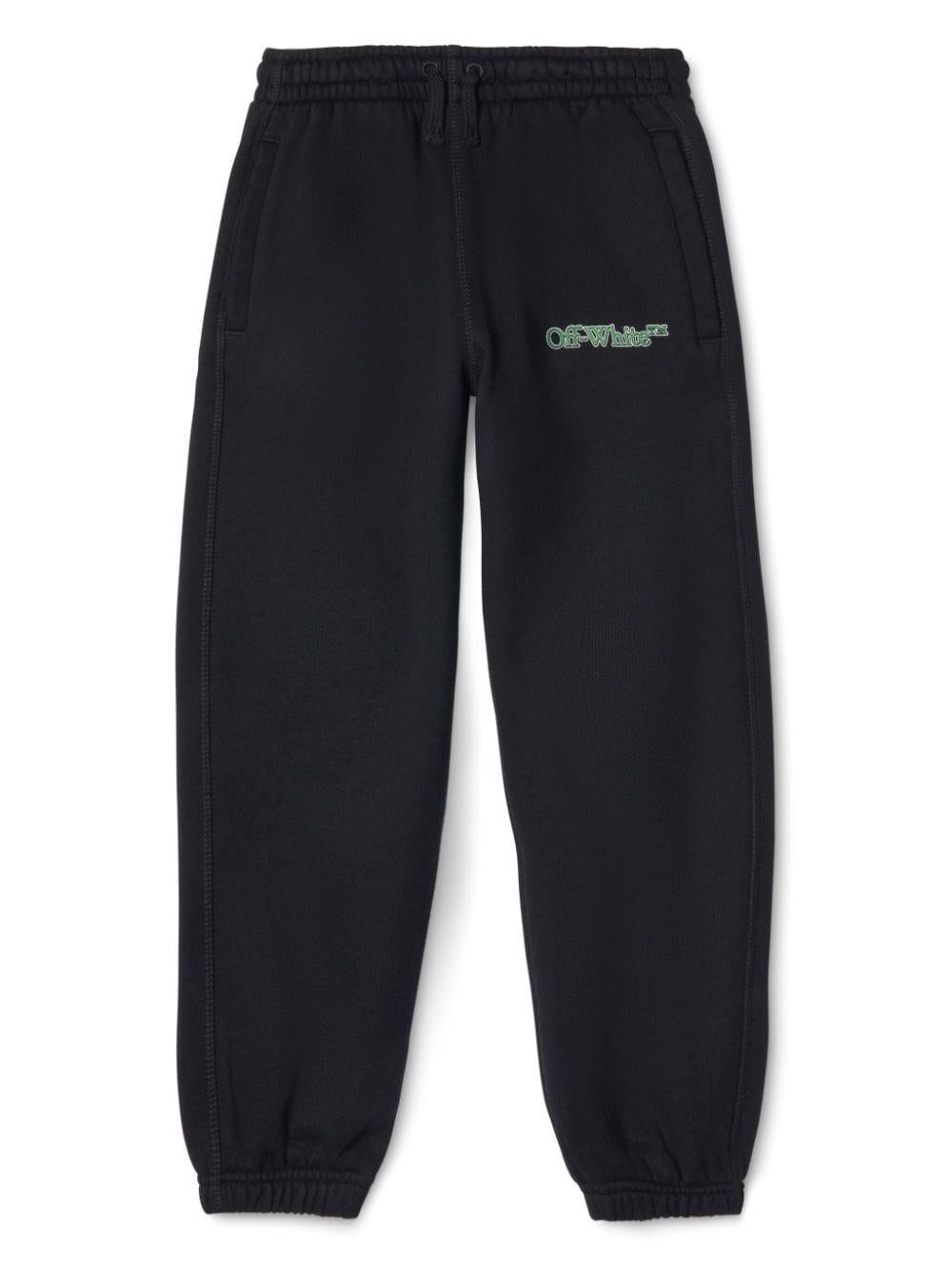 Pantalone sportivo nero per bambino con logo verde OBCH001S24FLE003 1055 Off White Kids 