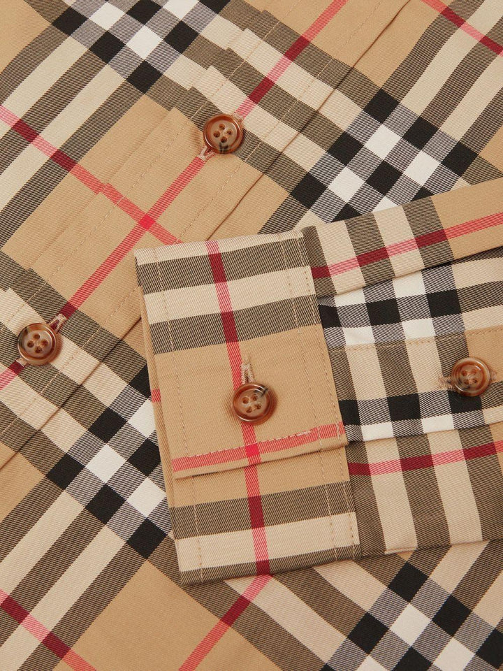 Camicia beige per bambino in twill 8059637 A7028 Burberry Kids 