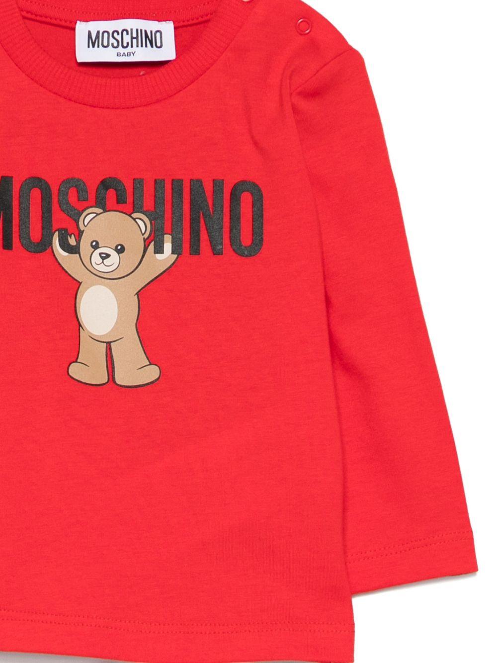 T-shirt rosso per neonato MZO00RLAA10 50109 Moschino Kids 