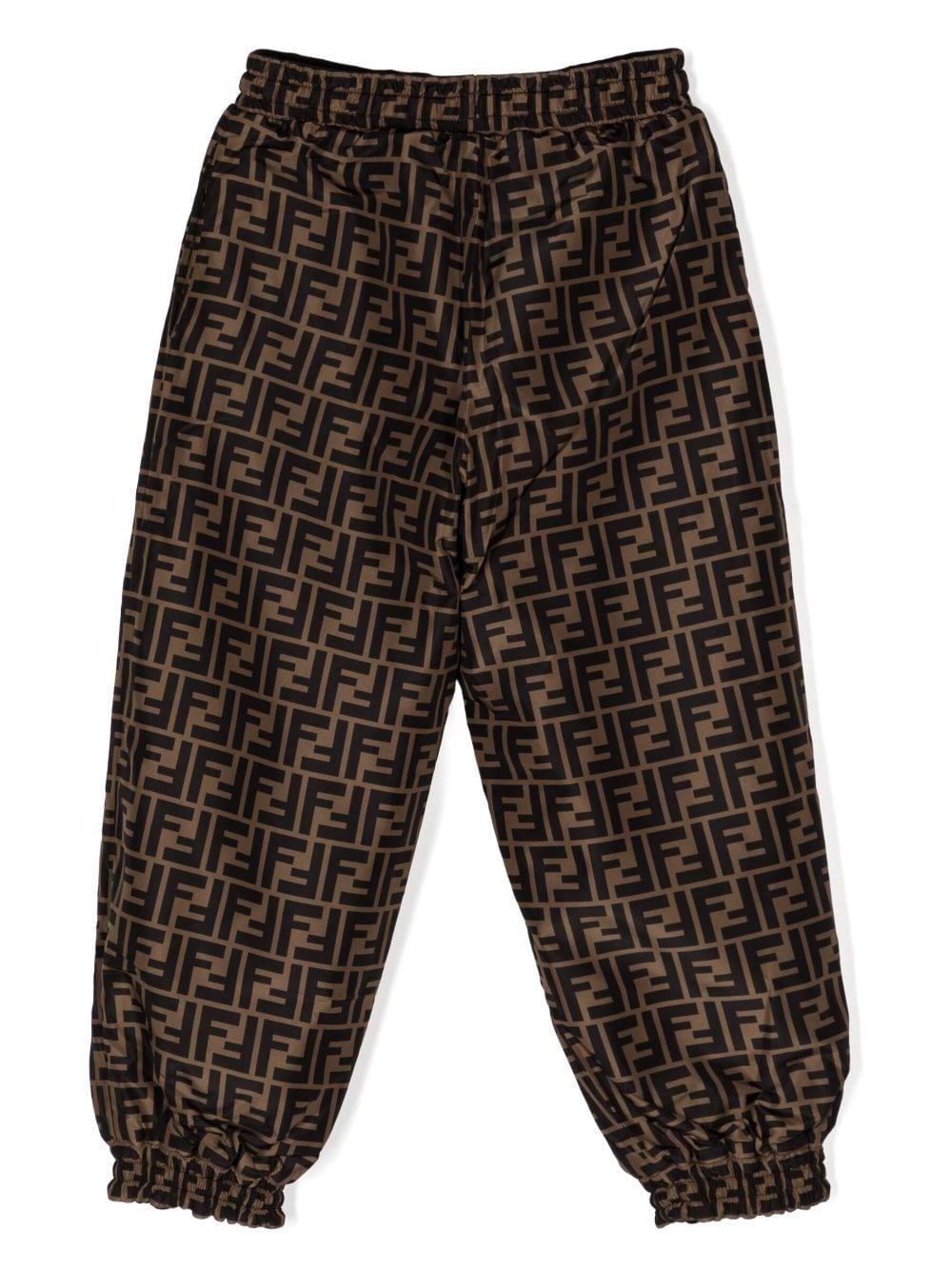 Pantalone jogger marrone per bambino con logo JUF065AJ2U F11FU Fendi Kids 