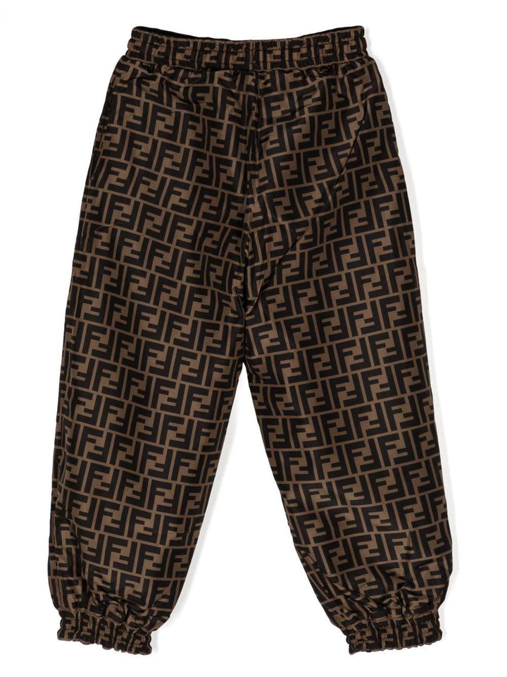 Pantalone jogger marrone per bambino con logo JUF065AJ2U F11FU Fendi Kids 