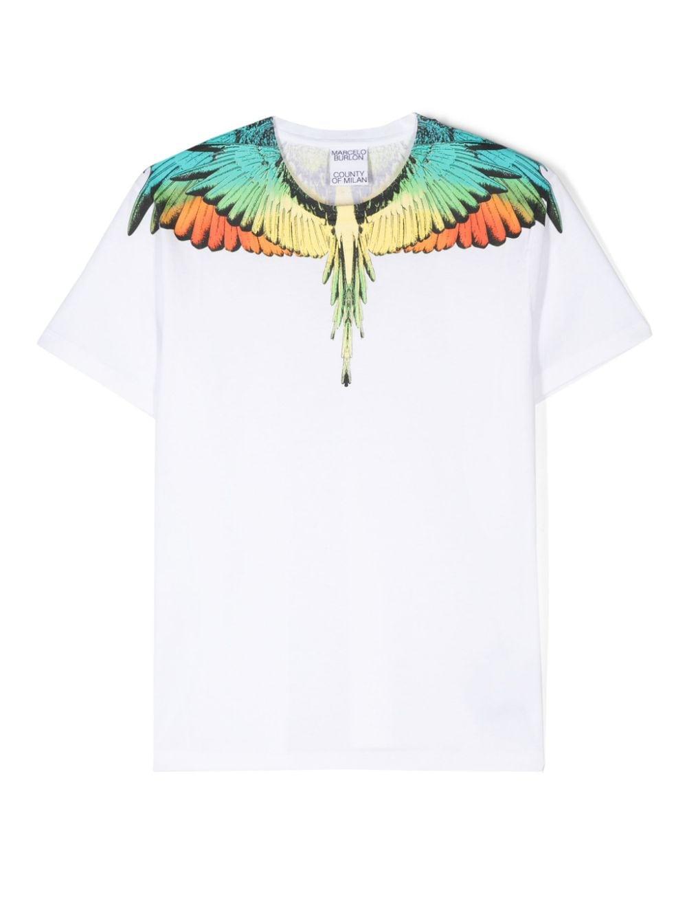 T-shirt per bambino in cotone bianca CBAA001F24JER001 0184 Marcelo Burlon Kids 