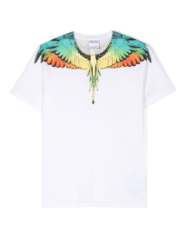 T-shirt per bambino in cotone bianca CBAA001F24JER001 0184 Marcelo Burlon Kids 