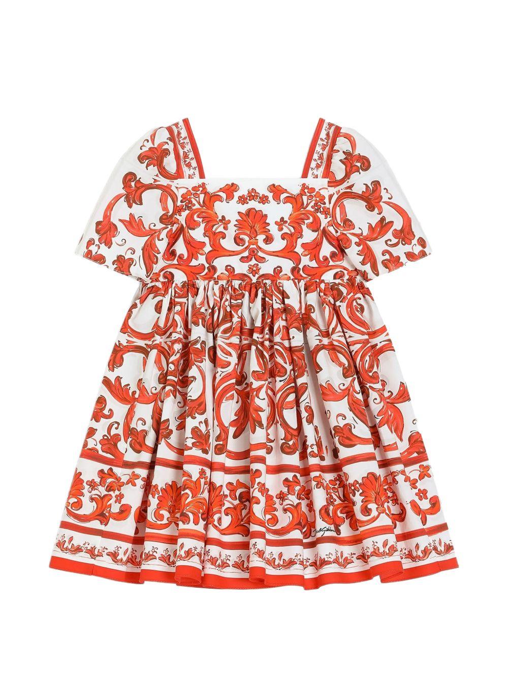 Abito bianco/arancione per neonata L24DT9G7P4N IO5DQ Dolce & Gabbana Kids 