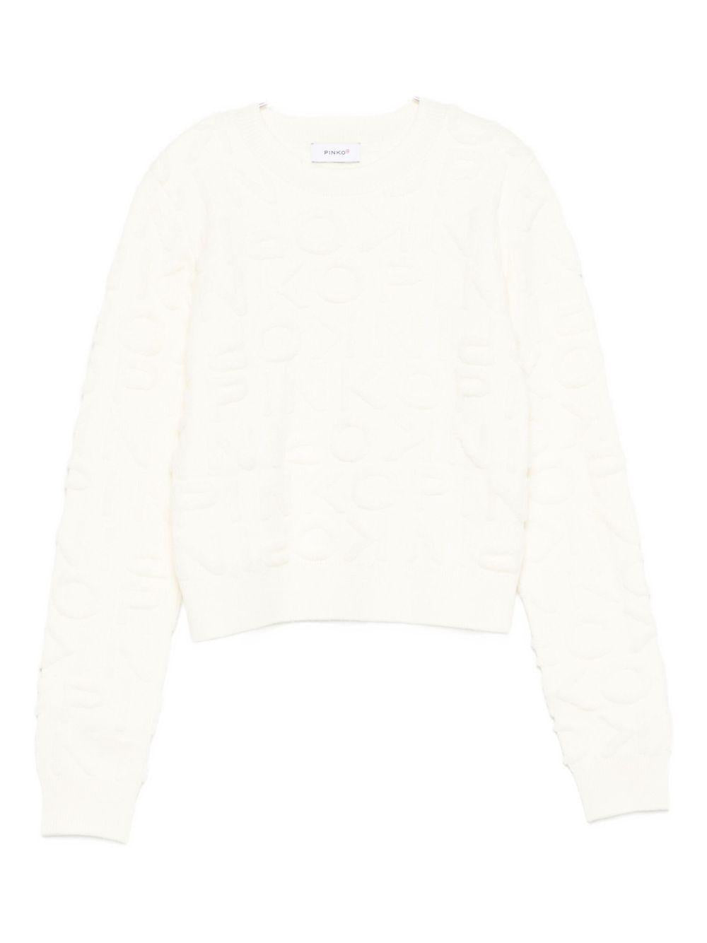 Maglione bianco per bambina KFMA013CFL083 B000 Pinko Kids 