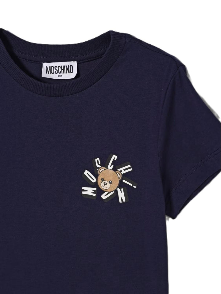 T-shirt blu navy per bambino HUM05OLAA03 40016 Moschino Kids 