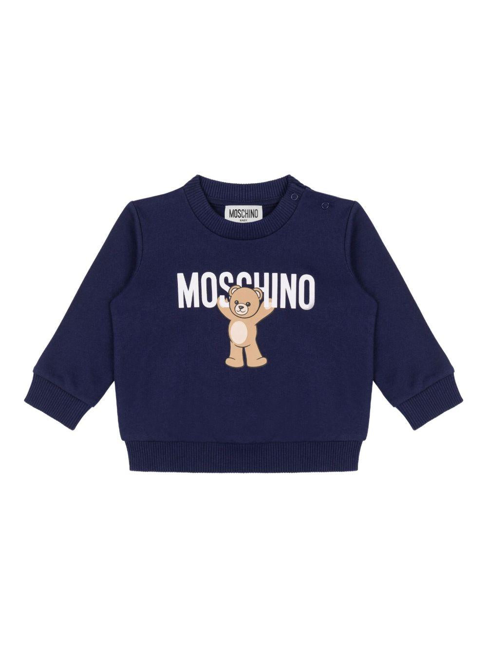 Felpa blu navy per neonato MNF060LCA40 40016 Moschino Kids 