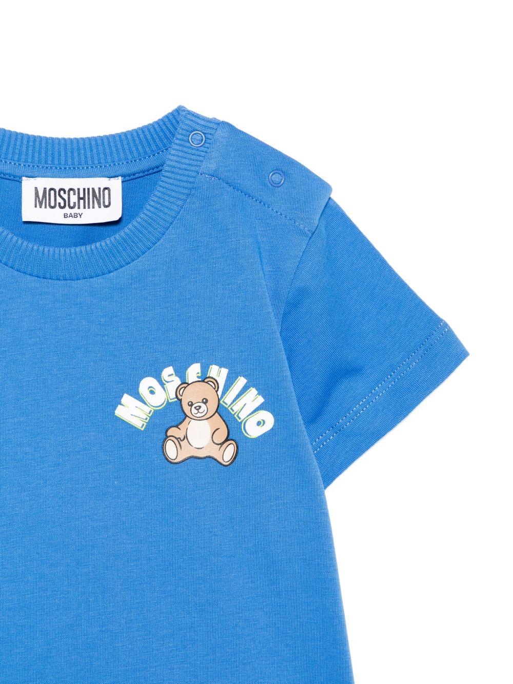 T-shirt blu brillante per neonato MZM047LAA01 40630 Moschino Kids 