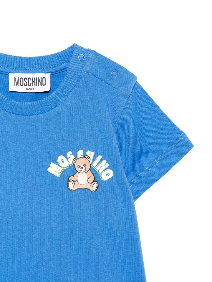 T-shirt blu brillante per neonato MZM047LAA01 40630 Moschino Kids 