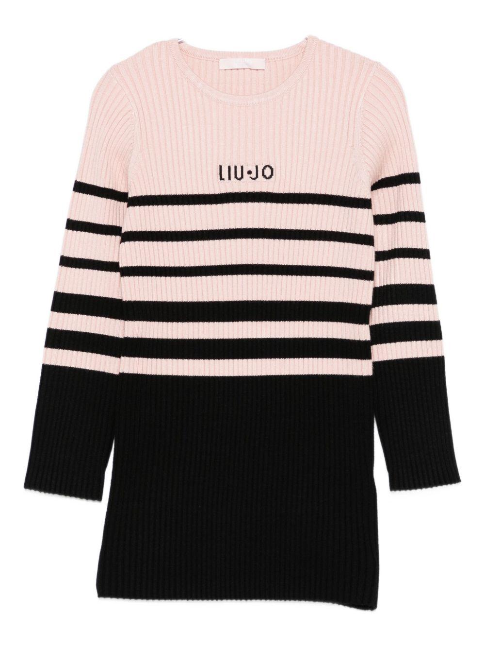 Abito rosa/nero per bambina KF5028MA12P B3482 Liu Jo 